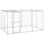vidaXL Padoc câini de exterior cu acoperiș, 7,26 m², oțel galvanizat vidaXL Padoc câini de exterior cu acoperiș, 7,26 m², oțel galvanizat