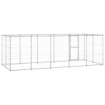 vidaXL Padoc câini de exterior cu acoperiș, 12,1 m², oțel galvanizat vidaXL Padoc câini de exterior cu acoperiș, 12,1 m², oțel galvanizat