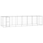 vidaXL Padoc câini de exterior cu acoperiș, 16,94 m², oțel galvanizat vidaXL Padoc câini de exterior cu acoperiș, 16,94 m², oțel galvanizat