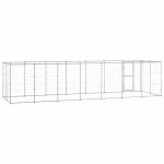 vidaXL Padoc câini de exterior cu acoperiș, 16,94 m², oțel galvanizat vidaXL Padoc câini de exterior cu acoperiș, 16,94 m², oțel galvanizat