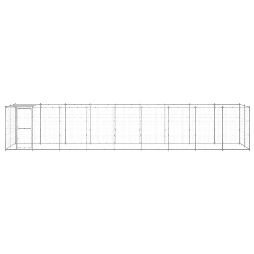 vidaXL Padoc câini de exterior cu acoperiș, 21,78 m², oțel galvanizat