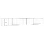 vidaXL Padoc câini de exterior cu acoperiș, 26,62 m², oțel galvanizat
