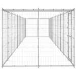 vidaXL Padoc câini de exterior cu acoperiș, 26,62 m², oțel galvanizat