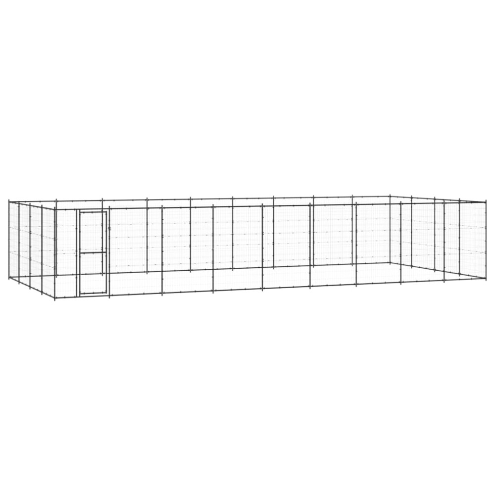 vidaXL Padoc pentru câini de exterior, 43,56 m², oțel