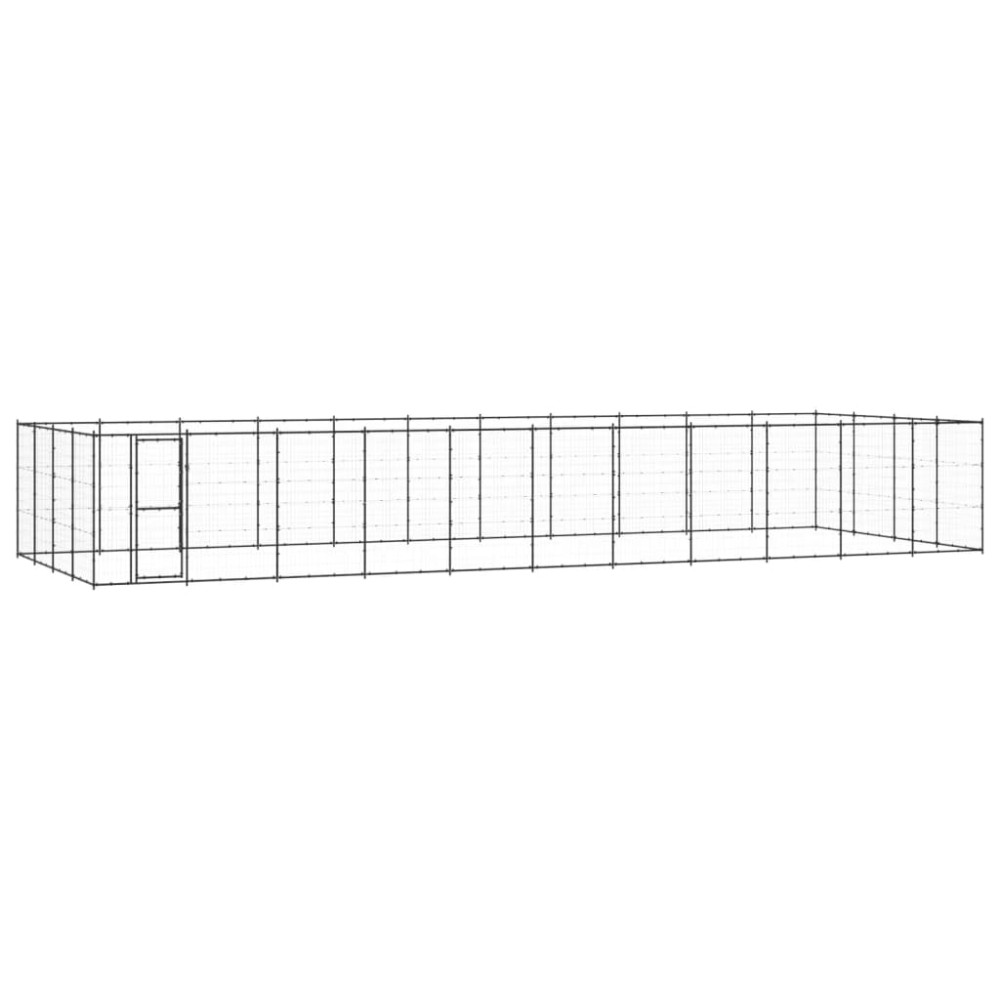 vidaXL Padoc pentru câini de exterior, 53,24 m², oțel
