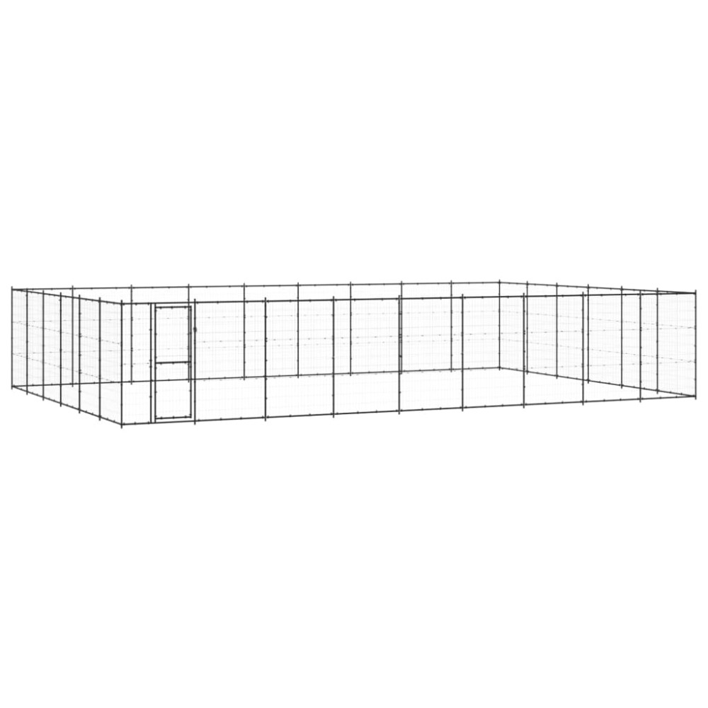vidaXL Padoc pentru câini de exterior, 65,34 m², oțel