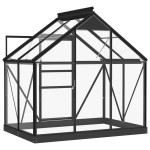vidaXL Seră din sticlă, antracit, 155x103x191 cm, aluminiu vidaXL Seră din sticlă, antracit, 155x103x191 cm, aluminiu