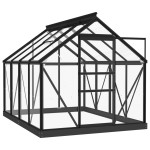 vidaXL Seră din sticlă, antracit, 155x200,5x191 cm, aluminiu vidaXL Seră din sticlă, antracit, 155x200,5x191 cm, aluminiu