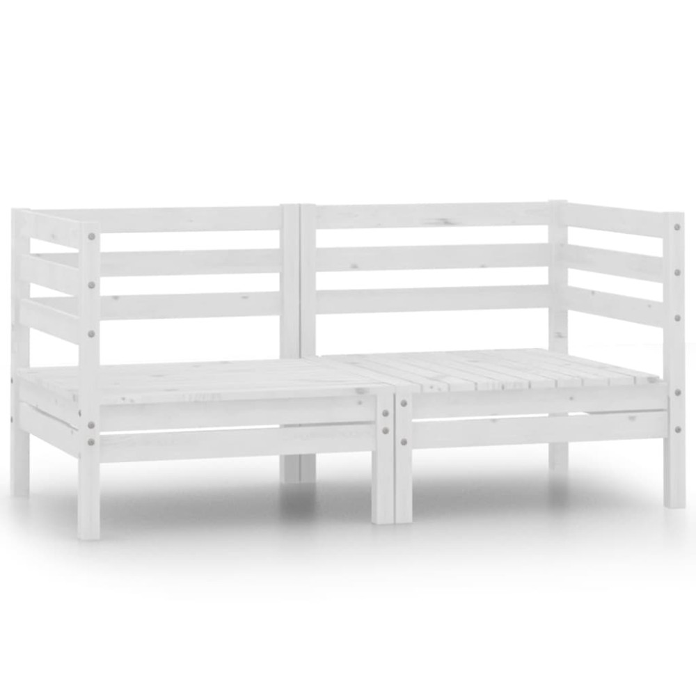 vidaXL Set mobilier de grădină cu 2 locuri, alb, lemn masiv de pin