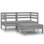vidaXL Set mobilier de grădină, 3 piese, gri, lemn masiv de pin vidaXL Set mobilier de grădină, 3 piese, gri, lemn masiv de pin