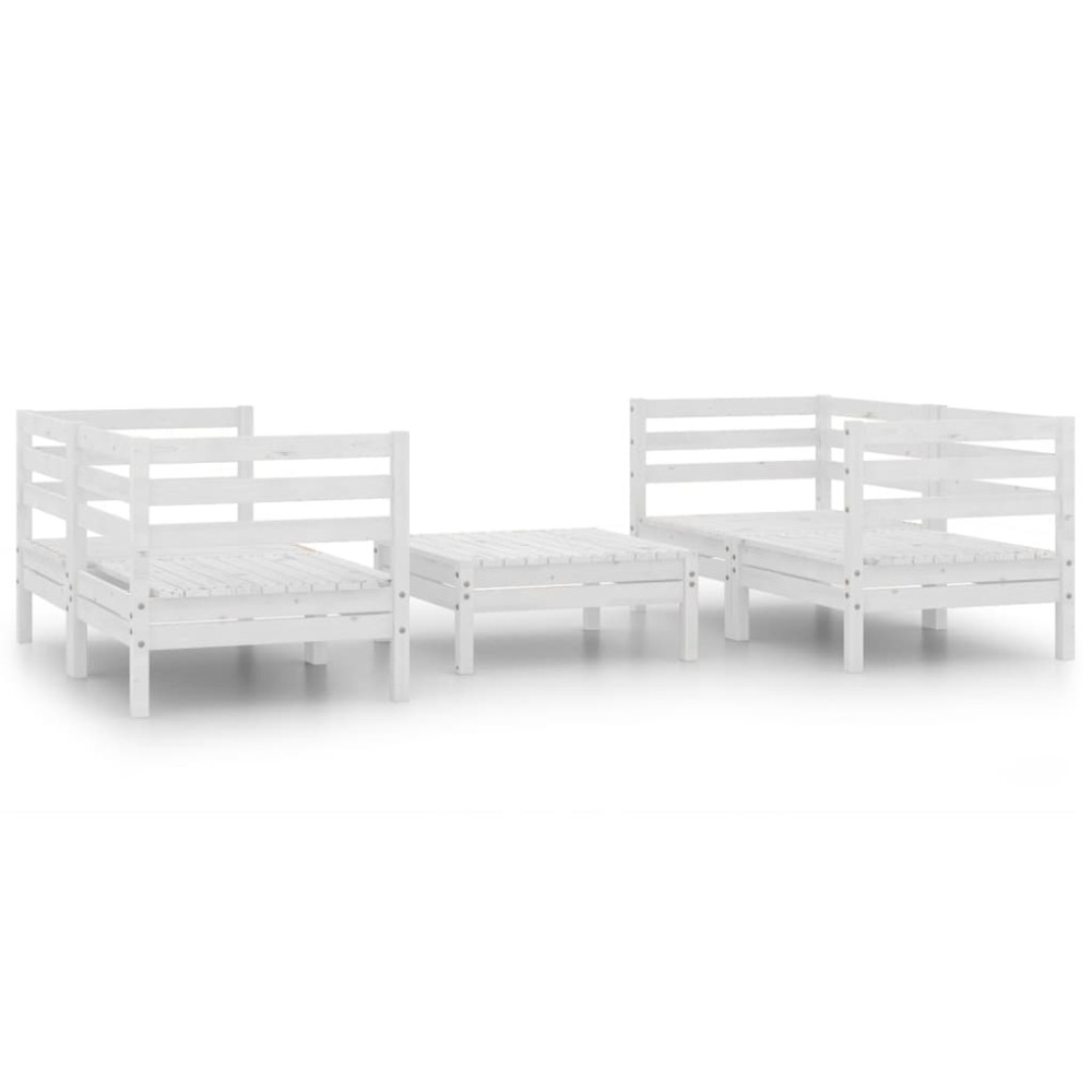 vidaXL Set mobilier de grădină, 5 piese, alb, lemn masiv de pin