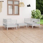 vidaXL Set mobilier de grădină, 5 piese, alb, lemn masiv de pin vidaXL Set mobilier de grădină, 5 piese, alb, lemn masiv de pin