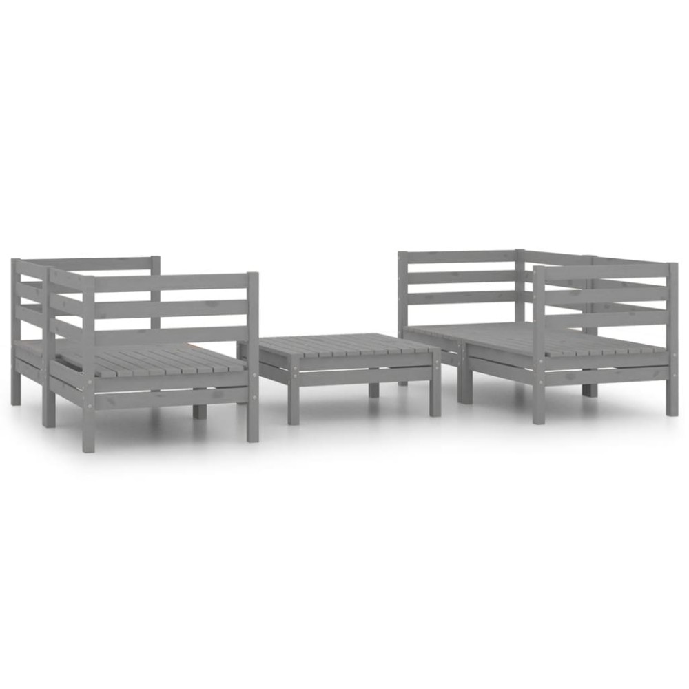 vidaXL Set mobilier de grădină, 5 piese, gri, lemn masiv de pin