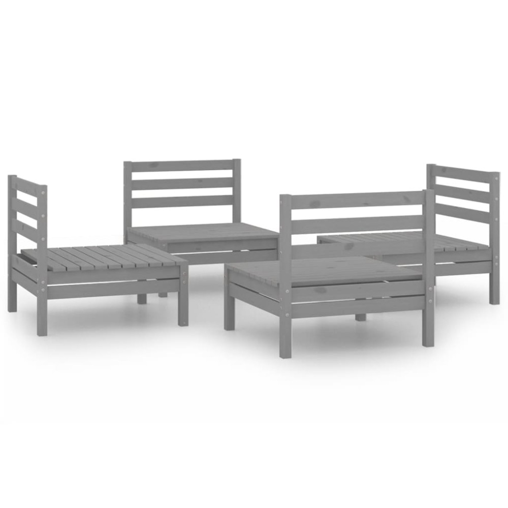 vidaXL Set mobilier de grădină, 4 piese, gri, lemn masiv de pin