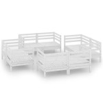 vidaXL Set mobilier de grădină, 8 piese, alb, lemn masiv de pin
