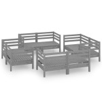vidaXL Set mobilier de grădină, 8 piese, gri, lemn masiv de pin