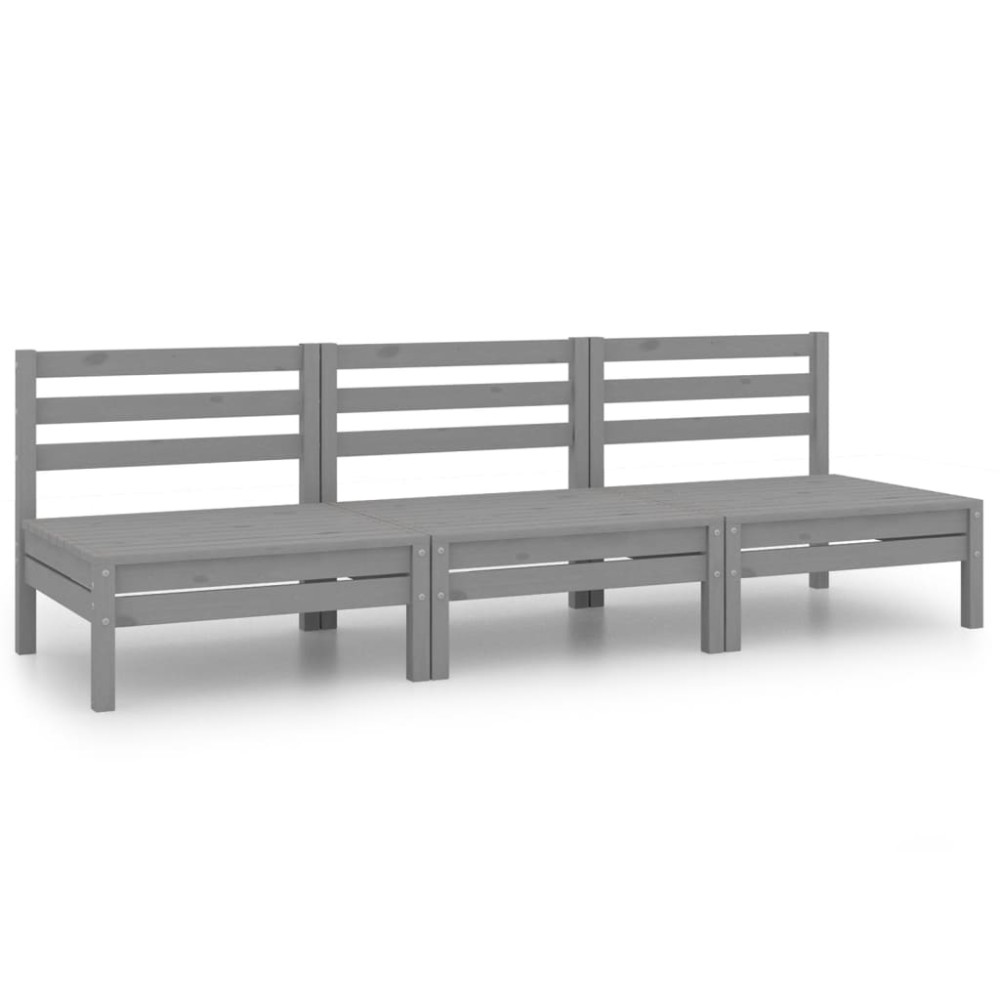 vidaXL Set mobilier de grădină, 3 piese, gri, lemn masiv de pin