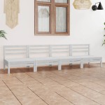 vidaXL Set mobilier de grădină, 4 piese, alb, lemn masiv de pin vidaXL Set mobilier de grădină, 4 piese, alb, lemn masiv de pin