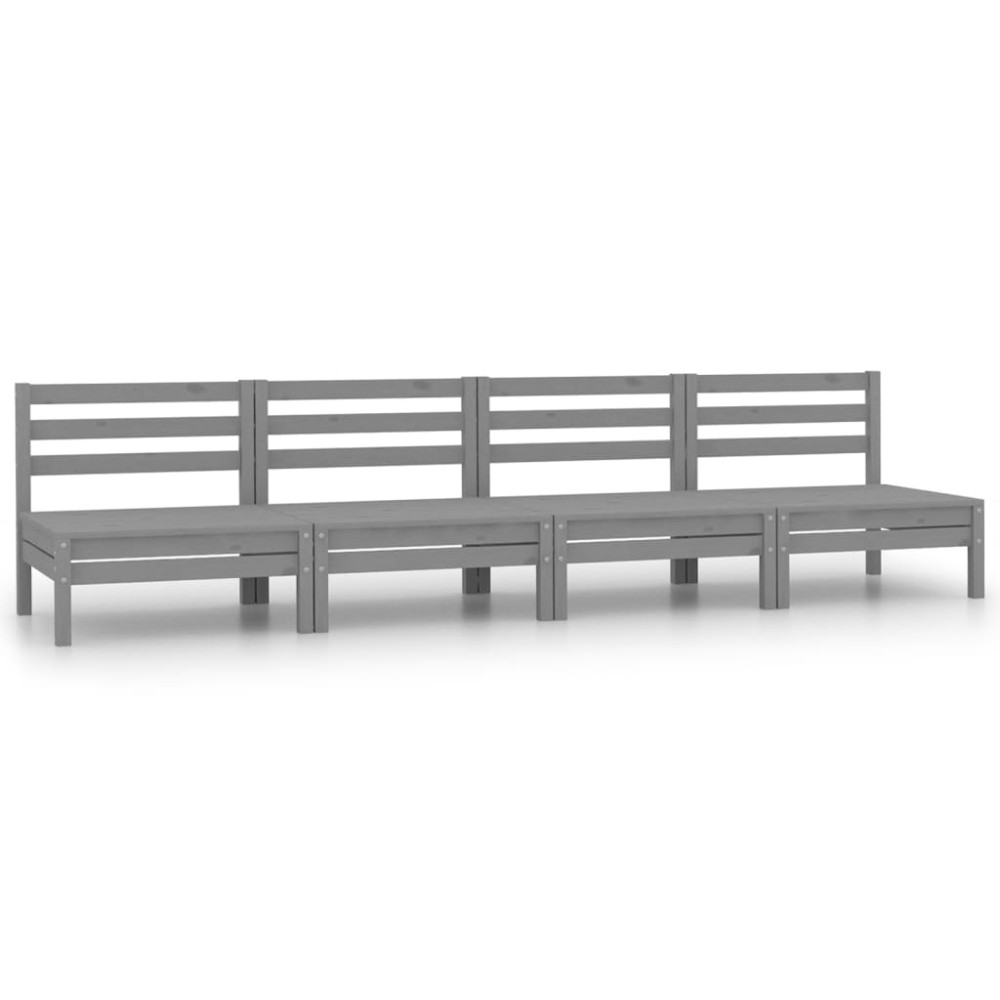 vidaXL Set mobilier de grădină, 4 piese, gri, lemn masiv de pin