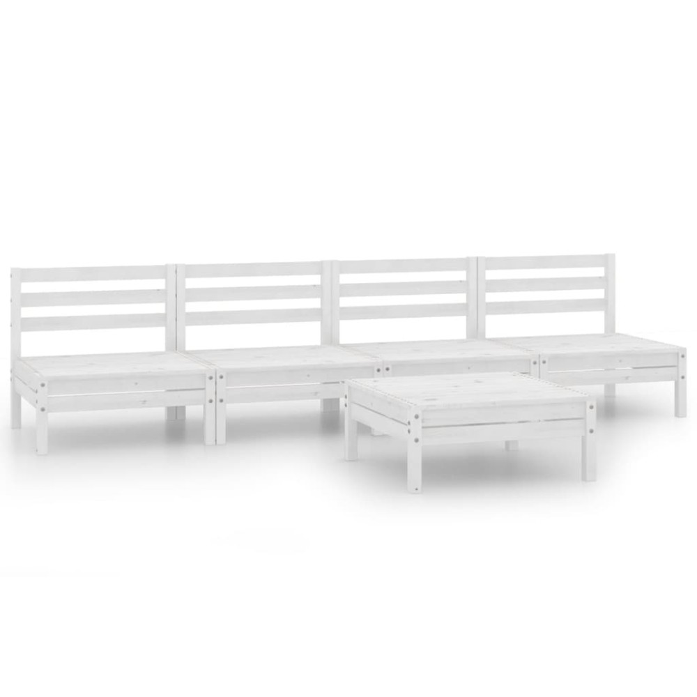 vidaXL Set mobilier de grădină, 5 piese, alb, lemn masiv de pin