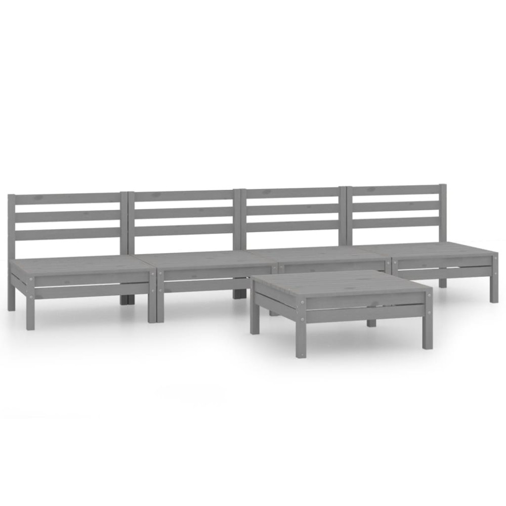 vidaXL Set mobilier de grădină, 5 piese, gri, lemn masiv de pin