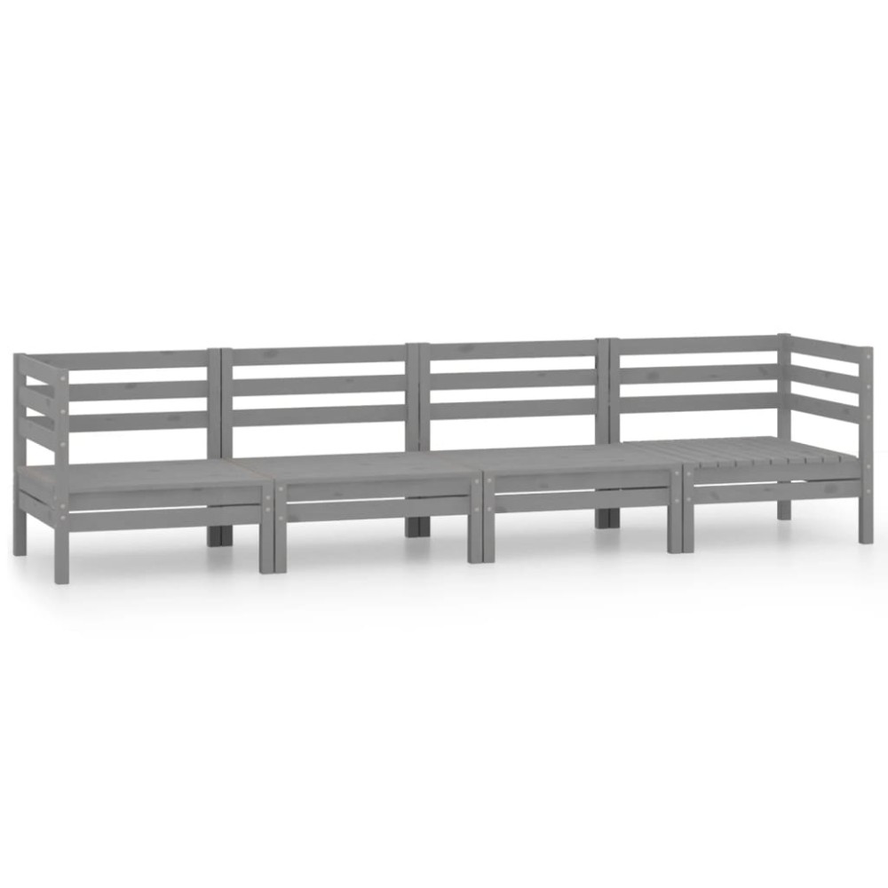 vidaXL Set mobilier de grădină, 4 piese, gri, lemn masiv de pin
