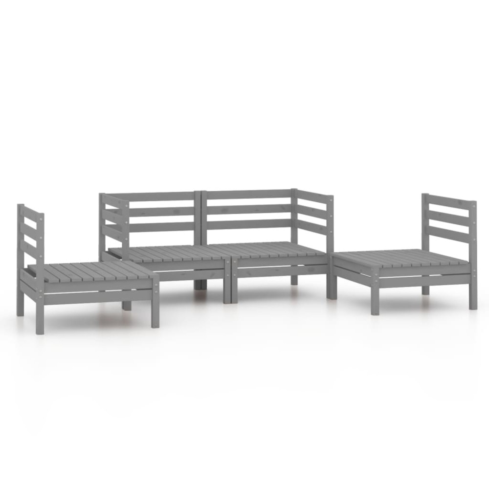 vidaXL Set mobilier de grădină, 4 piese, gri, lemn masiv de pin