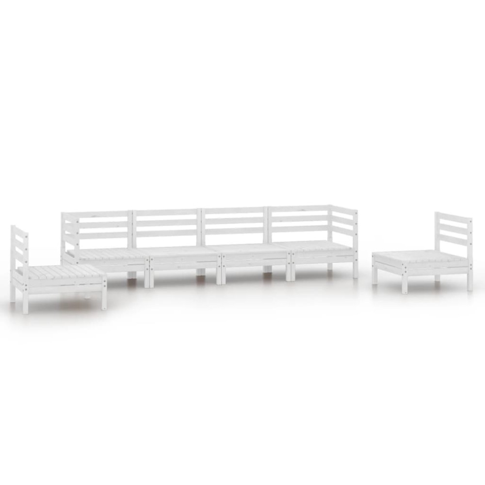 vidaXL Set mobilier de grădină, 6 piese, alb, lemn masiv de pin