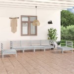 vidaXL Set mobilier de grădină, 6 piese, alb, lemn masiv de pin vidaXL Set mobilier de grădină, 6 piese, alb, lemn masiv de pin