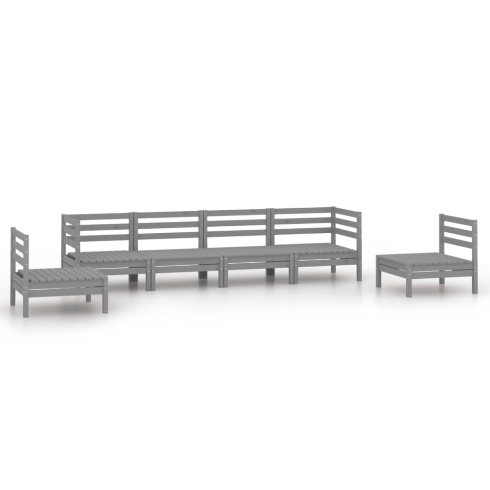 vidaXL Set mobilier de grădină, 6 piese, gri, lemn masiv de pin
