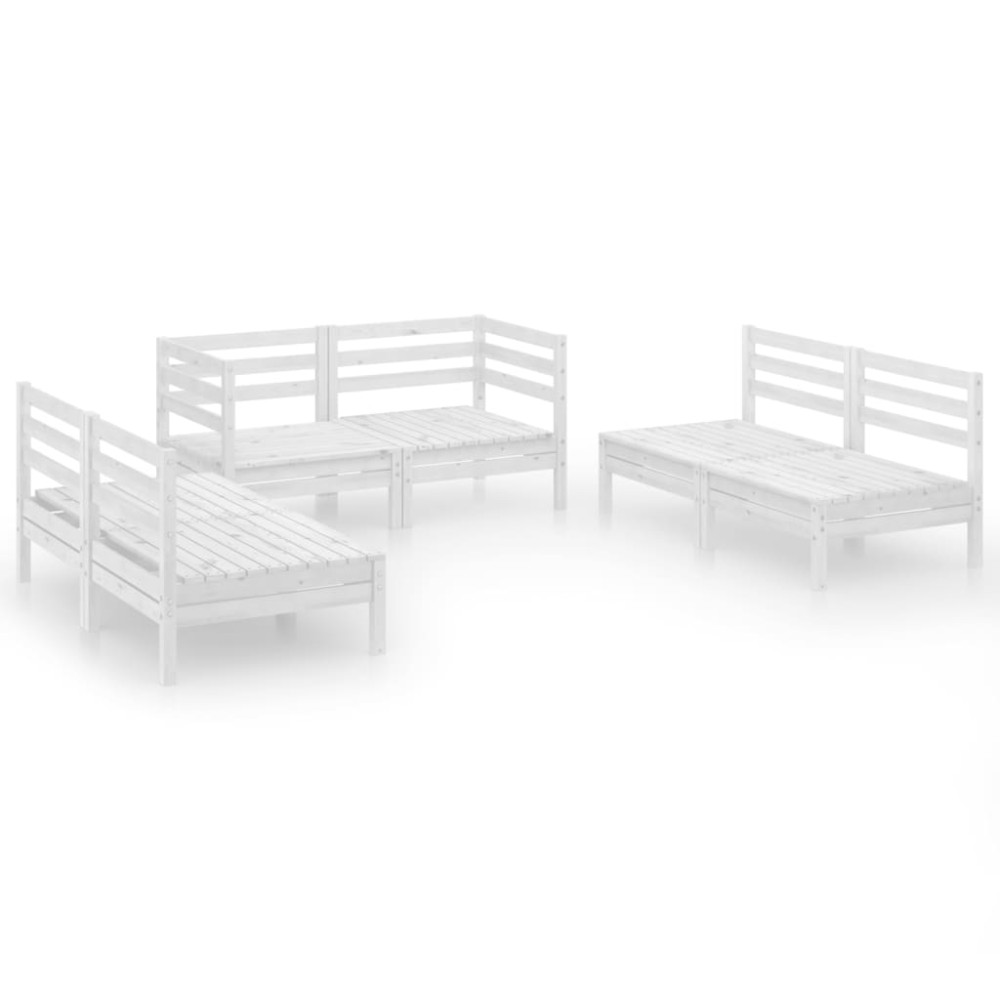 vidaXL Set mobilier de grădină, 6 piese, alb, lemn masiv de pin