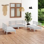 vidaXL Set mobilier de grădină, 6 piese, alb, lemn masiv de pin vidaXL Set mobilier de grădină, 6 piese, alb, lemn masiv de pin