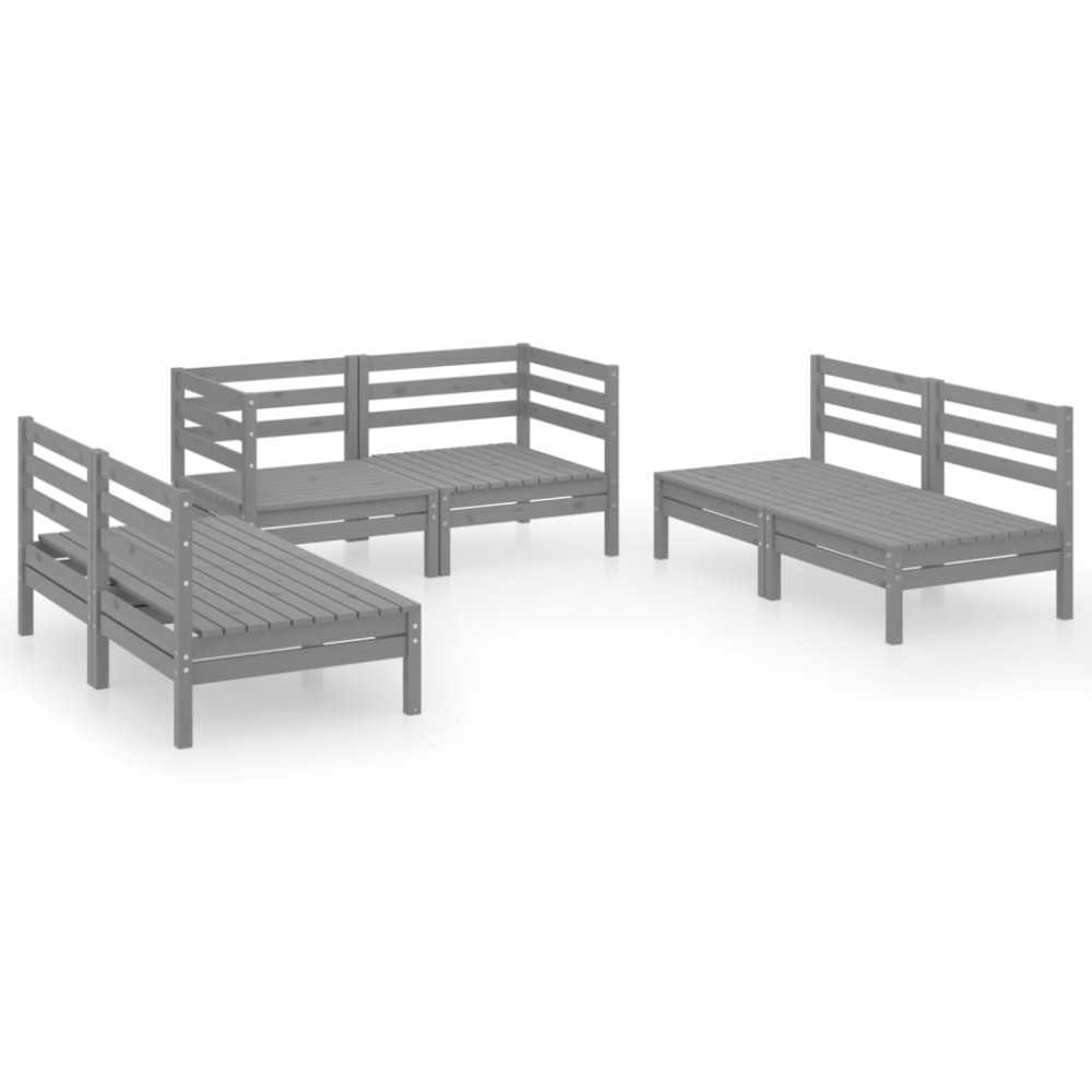 vidaXL Set mobilier de grădină, 6 piese, gri, lemn masiv de pin