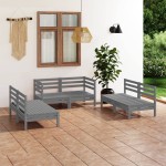 vidaXL Set mobilier de grădină, 6 piese, gri, lemn masiv de pin vidaXL Set mobilier de grădină, 6 piese, gri, lemn masiv de pin