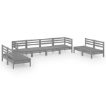 vidaXL Set mobilier de grădină, 8 piese, gri, lemn masiv de pin