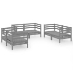 vidaXL Set mobilier de grădină, 6 piese, gri, lemn masiv de pin vidaXL Set mobilier de grădină, 6 piese, gri, lemn masiv de pin