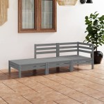 vidaXL Set mobilier de grădină, 3 piese, gri, lemn masiv de pin vidaXL Set mobilier de grădină, 3 piese, gri, lemn masiv de pin