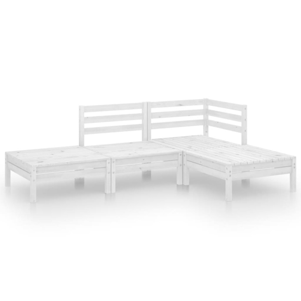 vidaXL Set mobilier de grădină, 4 piese, alb, lemn masiv de pin