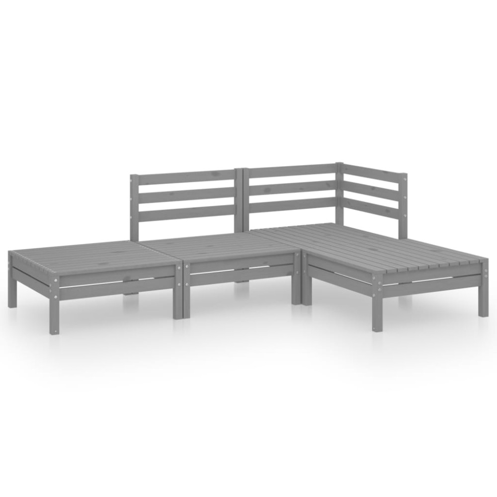 vidaXL Set mobilier de grădină, 4 piese, gri, lemn masiv de pin