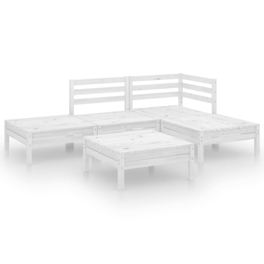 vidaXL Set mobilier de grădină, 5 piese, alb, lemn masiv de pin