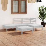 vidaXL Set mobilier de grădină, 5 piese, alb, lemn masiv de pin vidaXL Set mobilier de grădină, 5 piese, alb, lemn masiv de pin