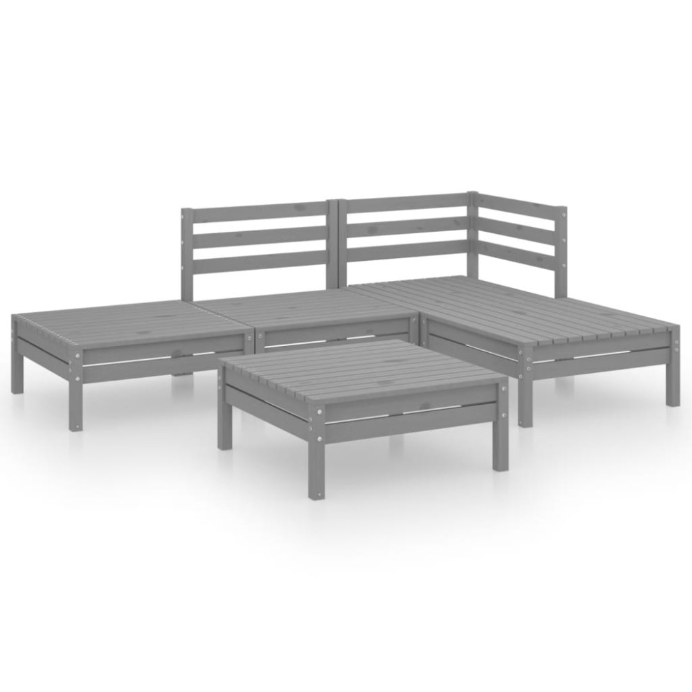 vidaXL Set mobilier de grădină, 5 piese, gri, lemn masiv de pin