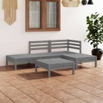vidaXL Set mobilier de grădină, 5 piese, gri, lemn masiv de pin vidaXL Set mobilier de grădină, 5 piese, gri, lemn masiv de pin