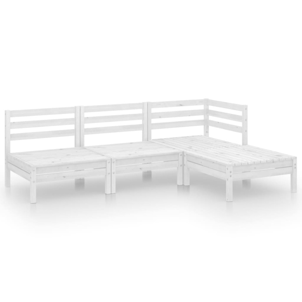 vidaXL Set mobilier de grădină, 4 piese, alb, lemn masiv de pin