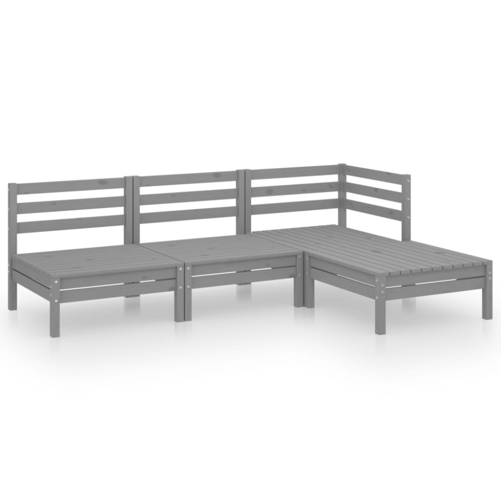 vidaXL Set mobilier de grădină, 4 piese, gri, lemn masiv de pin