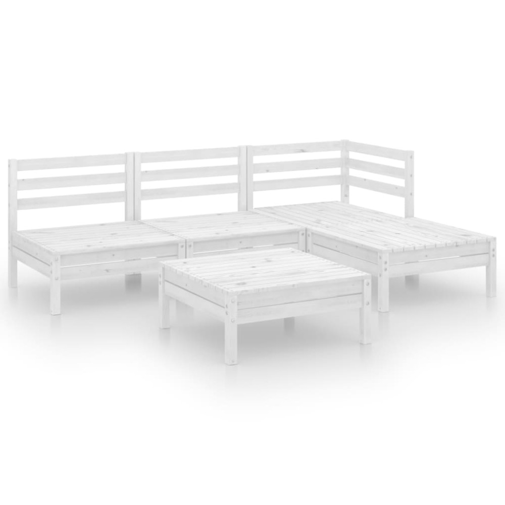 vidaXL Set mobilier de grădină, 5 piese, alb, lemn masiv de pin