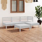 vidaXL Set mobilier de grădină, 5 piese, alb, lemn masiv de pin vidaXL Set mobilier de grădină, 5 piese, alb, lemn masiv de pin
