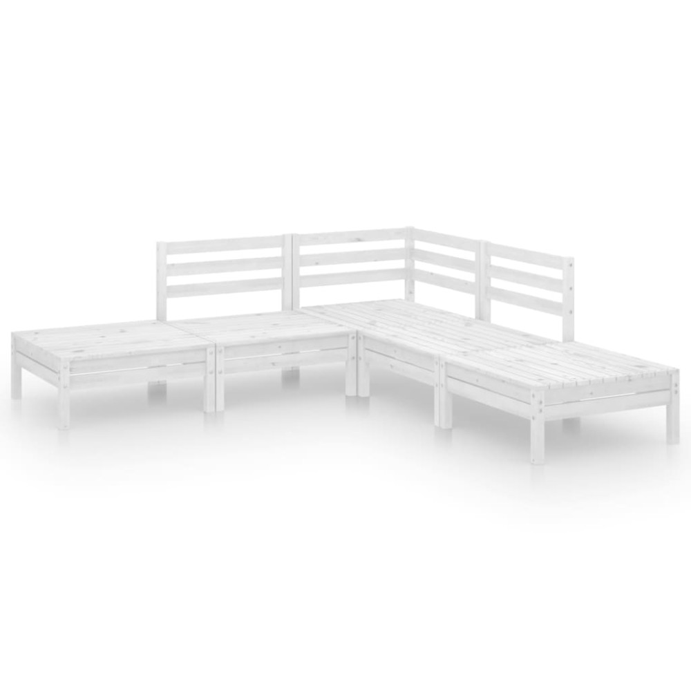vidaXL Set mobilier de grădină, 5 piese, alb, lemn masiv de pin