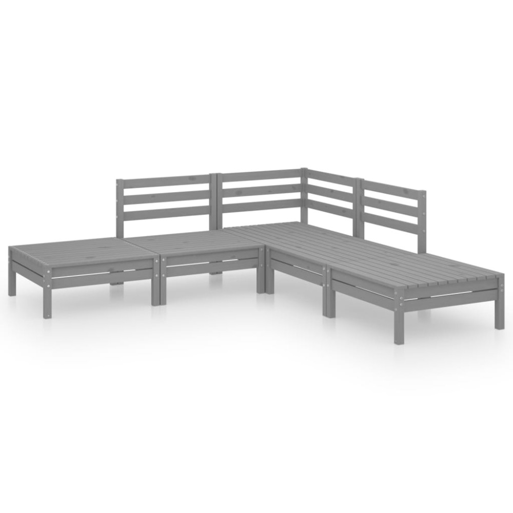 vidaXL Set mobilier de grădină, 5 piese, gri, lemn masiv de pin