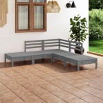 vidaXL Set mobilier de grădină, 5 piese, gri, lemn masiv de pin vidaXL Set mobilier de grădină, 5 piese, gri, lemn masiv de pin
